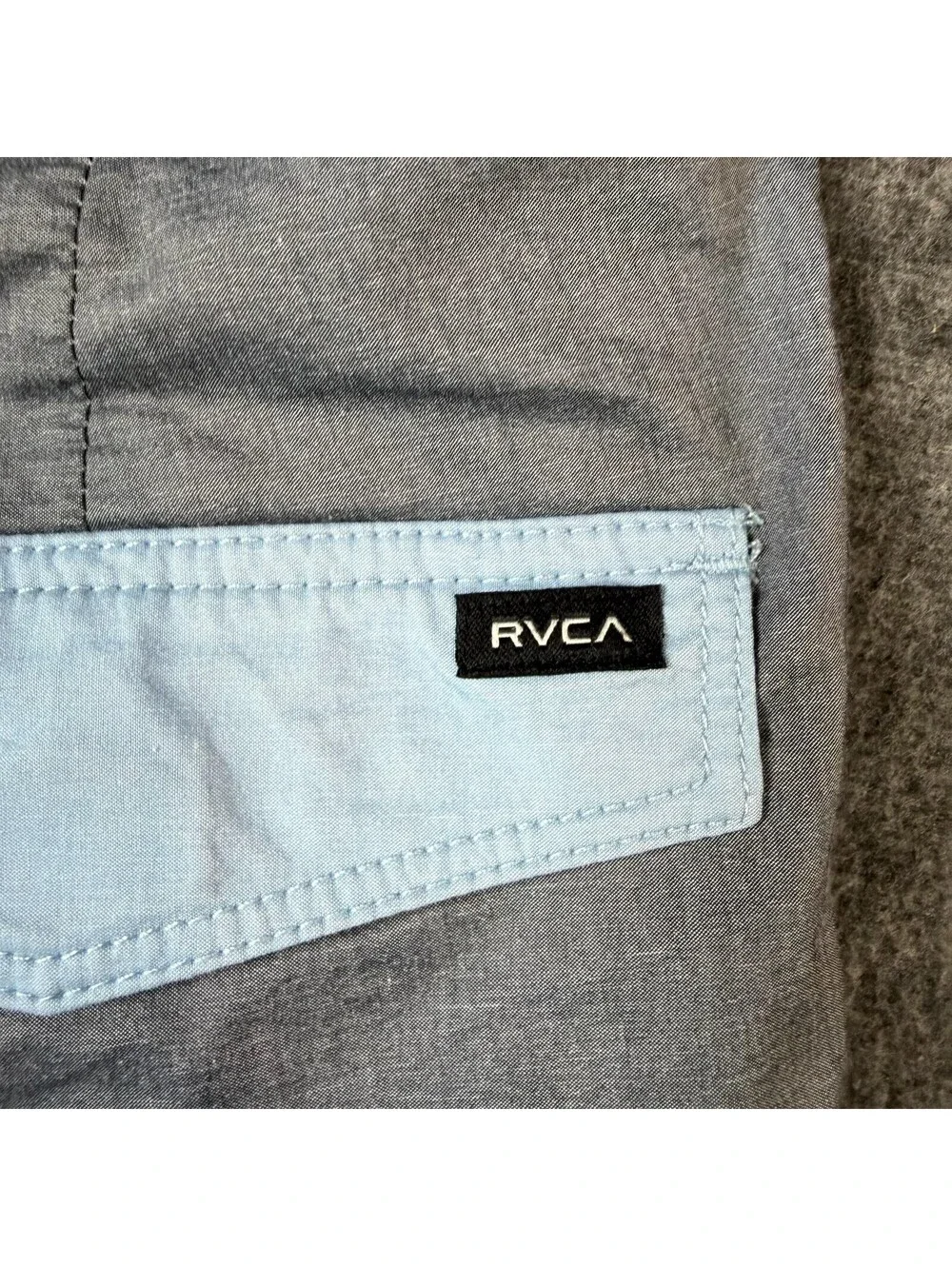 RVCA Board Swim Shorts Mens 36 Blue Gray Colorblock Drawstring Back Pocket